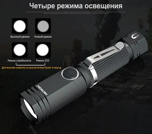 Ліхтар Nicron N7 Магніт 90 градусів поворот IP65 600 Lm ліхтарик - фото 5