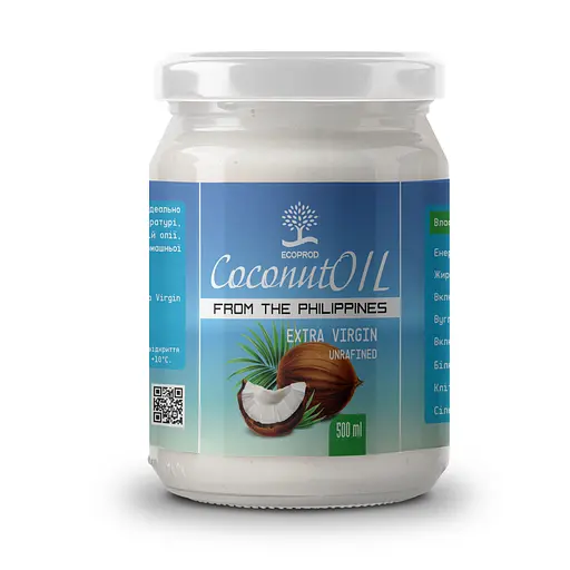 Кокосова олія нерафінована Ecoprod Extra Virgin (Філіпіни) 500 мл  - фото 2