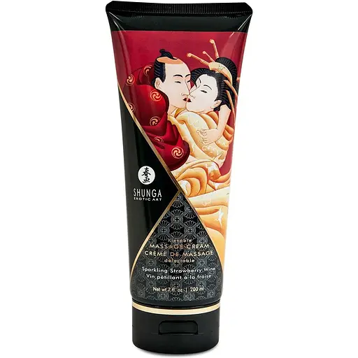 Съедобный массажный крем Shunga Kissable Massage Cream - Sparkling Strawberry Wine (200 мл)