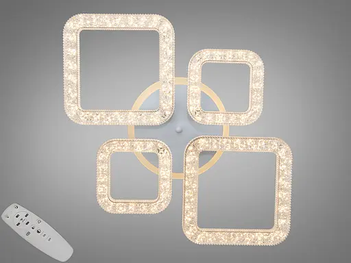 Люстра стельова Квадрати чорна 140 Вт з пультом - фото 1