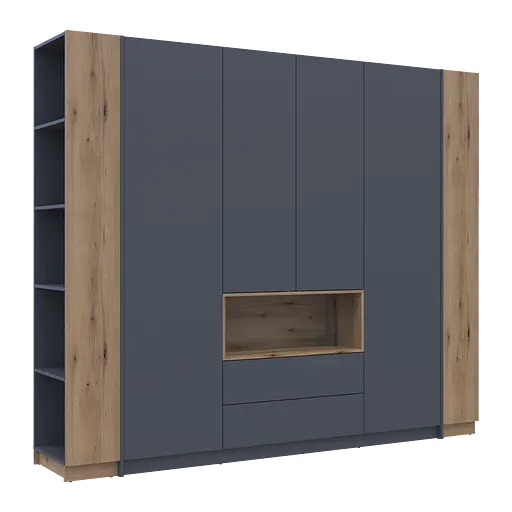 Шкаф для одежды с нишей и этажеркой Doros Дейл Графит/Дуб Эвок 4 ДСП 234х52х220 (42005158) - фото 5