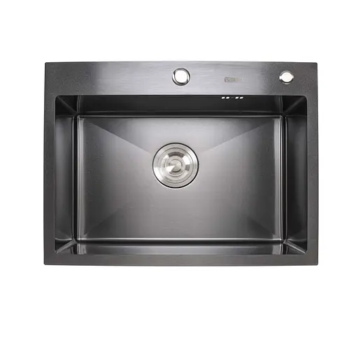 Кухонная мойка Platinum Handmade PVD 600x450x220 черная (толщина 3,0/1,5 мм корзина и дозатор в комплекте), Черный - фото 1