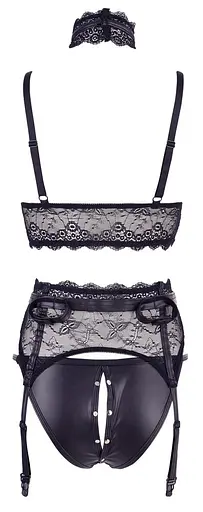 Еротичний комплект Cottelli Collection Bondage Bra Suspender XL чорний - фото 11