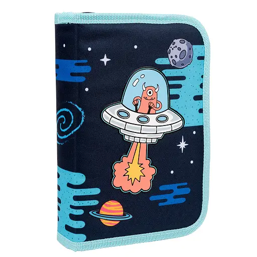 Шкільний пенал твердий 1Вересня одинарний з двома клапанами HP-04 Out Of Space - фото 1