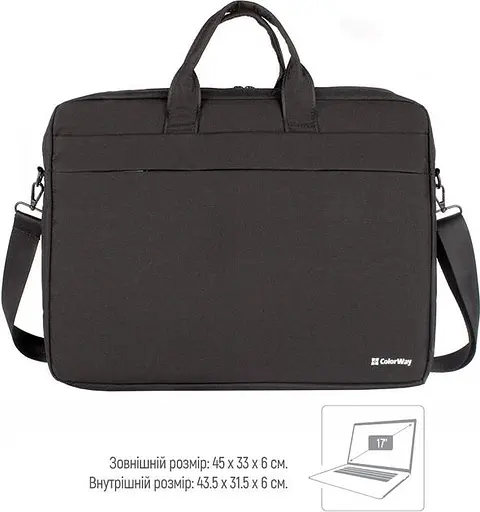 Сумка для ноутбука ColorWay 17.3" Modern Black (CW-LBM173-BK) - фото 4