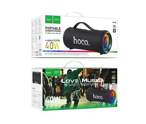 Колонка портативна Hoco HA10 Oleada з LED-підсвіткою чорна - фото 5
