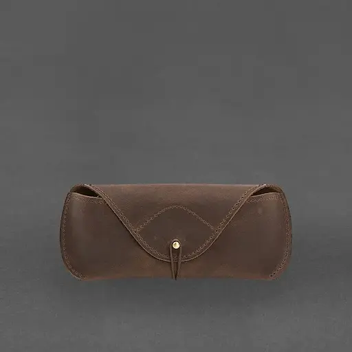 Кожаный чехол для очков BlankNote Crazy Horse с клапаном на резинке Темно-коричневый  - фото 2