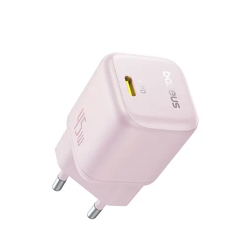 Сетевое зарядное устройство для Baseus PicoGo GaN Fast Charger 1C 45W EU Babypink - фото 1