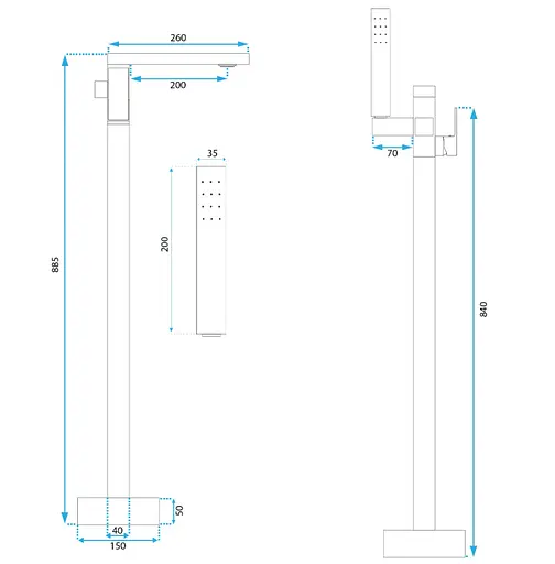 Змішувач для ванни Rea Tery black підлоговий REA-B5304 Чорний матовий - фото 5