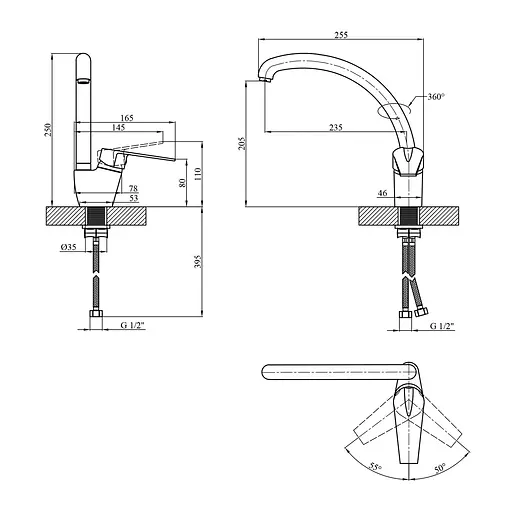 Змішувач для кухні Kroner KRM Odra - S035 (CV021242) - фото 6