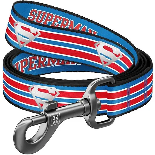 Повідець для собак Waudog Nylon нейлоновий, світловідбивний, малюнок "Супермен Ретро", M
