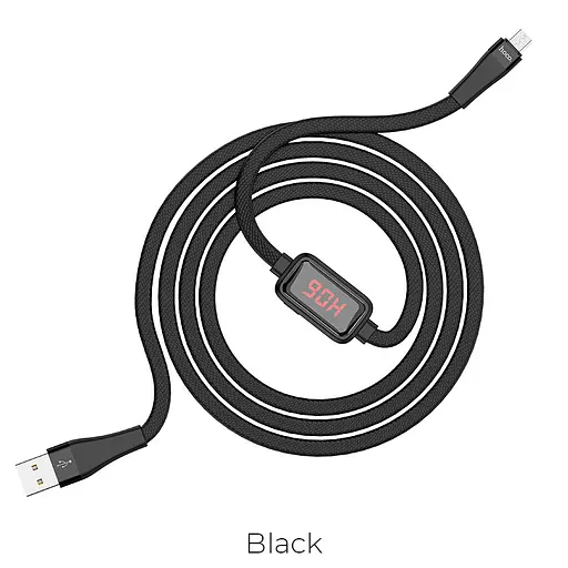 Кабель Hoco Micro USB с таймером S4 черный 1,2 метра - фото 1