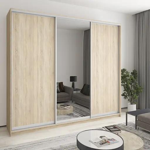 Шафа-купе тридверна MebelStar Уні AL 2ДСП/Дзеркало 270x45x240 см Дуб сонома (MBS-1949)