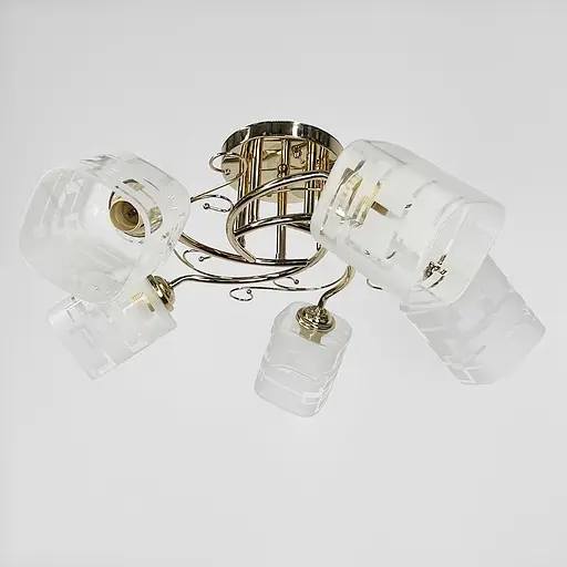 Золотая люстра на 5 матовых плафонов с узором Ø 58 см | Ст. 2286/5B FGD | Line F - фото 1