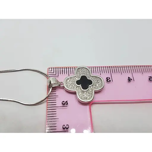 Серебряное колье Серебряный рай Клевер с фианитами и эмалью. 065103 - фото 3