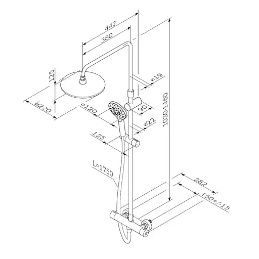 Душова система ShowerSpot з термостатом Am.Pm Like black matt F0780422, Чорний матовий - фото 12