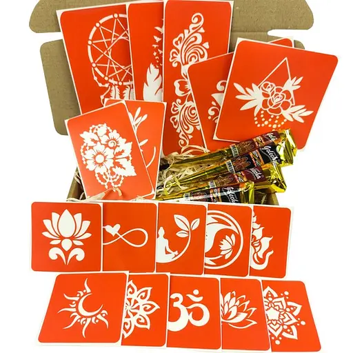 Набір кольорової хни з трафаретами для біо-тату №6 color-henna-set-06 - фото 3