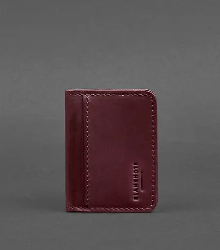 Кожаная обложка для ID-паспорта и водительского заседания 4.1 бордовая Crazy Horse с гербом - фото 1