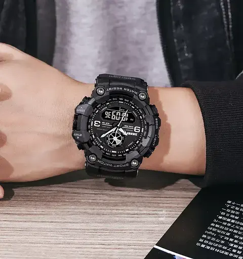 Чоловічий армійський наручний годинник Skmei 1818 Чорний - фото 4