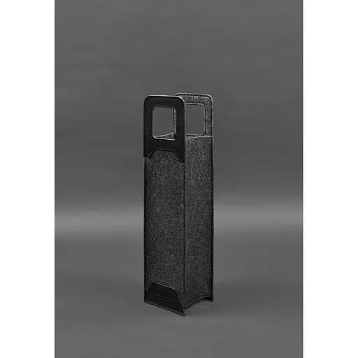 Чехол для вина BlankNote Краст 1.0 из фетра с кожаными вставками черный  - фото 3