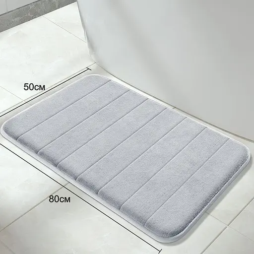 Современный коврик для ванной Aquarius с эффектом памяти Мягкий Антискользящий 50 х 80 см Серый в полоску - фото 2