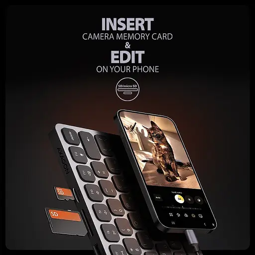 Клавіатура AXAGON HMC-KB USB-C 9 in 1 HUB EN/UA Grey Black (HMC-KB-CRL) - фото 10