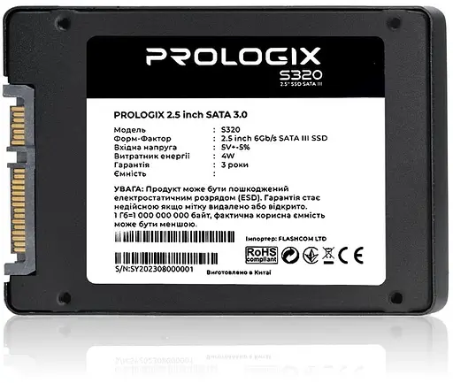 Накопичувач SSD ProLogix Sata 2.5 960GB S320 TLC 1TB (PRO960GS320) - фото 2