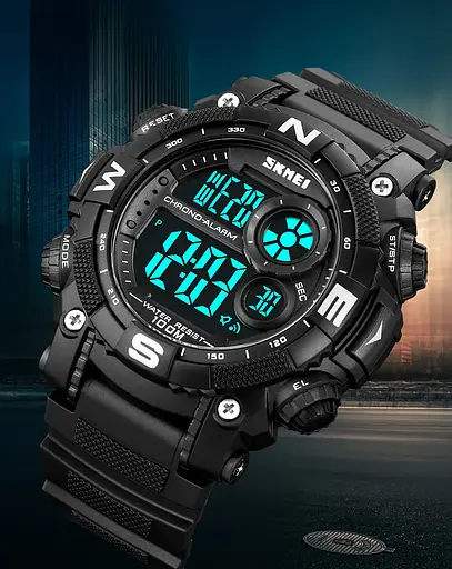 Мужские наручные кварцевые часы Skmei 1887 (Черный с черным циферблатом) - фото 9