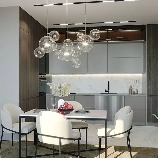 Підвіс-молекула в латунному корпусі Ø 20 см + 4 кульки | Арт. AA 397-200+4 AB+CL | Line F - фото 1