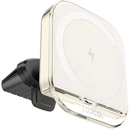 Автодержатель Hoco HW17 магнитный с беспроводной зарядкой 15W белый - фото 1