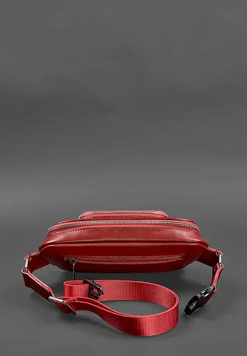 Шкіряна поясна сумка-бананка Трапеція червона - фото 5