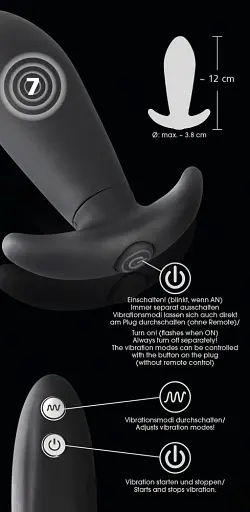 Анальная пробка Remote Controlled Vibro Plug 12 см (черный) - фото 9
