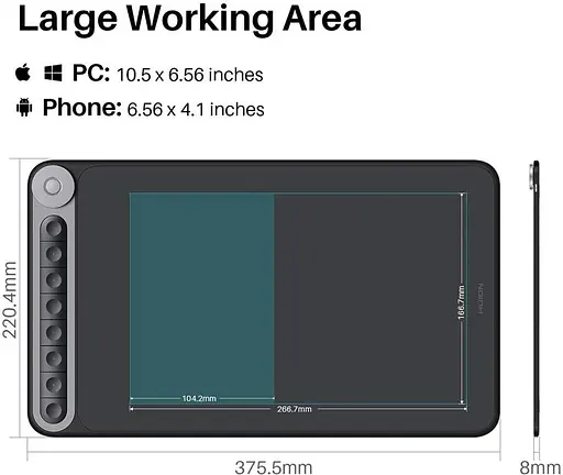 Графічний планшет Huion Inspiroy Dial Q620M + рукавичка - фото 7