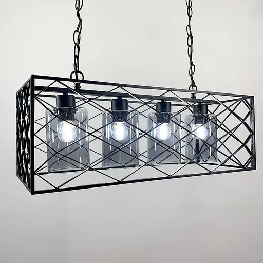 Підвісна люстра на 4 лампи в стилі Loft Line.F Колір плафона Янтарний - фото 1