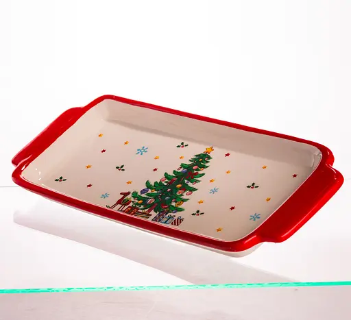 Новогоднее прямоугольное блюдо Yiwu фарфоровое 39х15х2 см CR-1-1 - фото 3