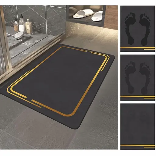 Суперпоглощающий Диатомитовый Коврик Aquarius для ванной 40 х 60 см Графитовый Мрамор - фото 3