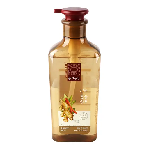 Шампунь для волосся Aekyung KeraSys Dong Ui Hong Sam Ginger Red Ginseng Shampoo, 500 мл - фото 3
