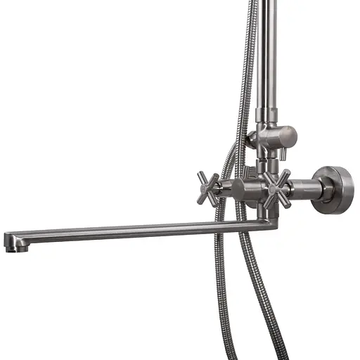 Душова система Globus Lux DUKAT SD4-SH-208 змішувач з нержавіючої сталі для ванної з верхнім душем і лійкою - фото 2