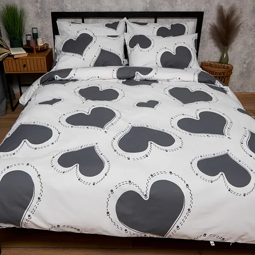 Пододеяльник Moon&Star Бязь Gold Люкс Grey Love Полуторный 143x210 см - фото 2