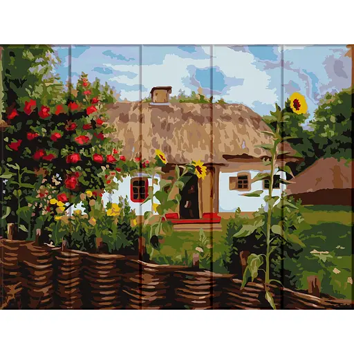 Картина по номерам на дереве Будинок в селі ArtStory 30х40 см різнокольорова 000169577