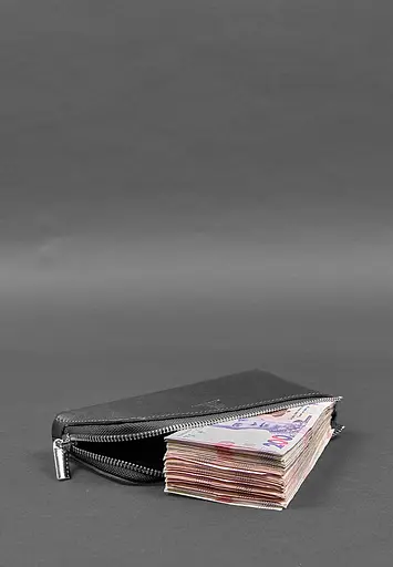 Кожаный портмоне-купюрник на молнии 14.0 Черный - фото 5