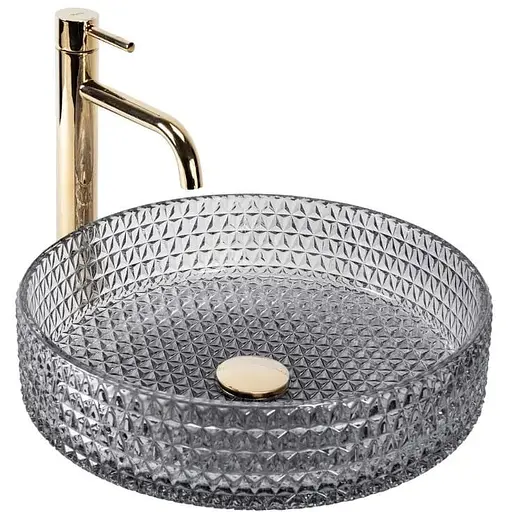 Умивальник Rea Cristal 39 grey накладний REA-U8880, Прозорий - фото 1