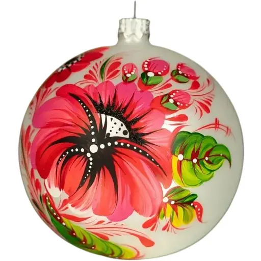 Ялинкова прикраса Різдвяні історії Петриківка яскраві квіти куля скло (4820001165319)