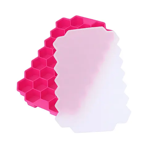 Многоразовая силиконовая форма для приготовления льда с крышкой в виде сот, Kitchen Master Розовый 87746 - фото 1