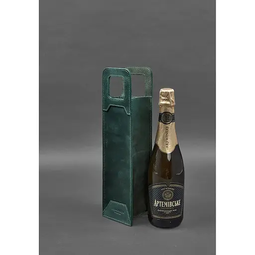 Кожаный чехол для вина BlankNote Crazy Horse 2.0 зеленый  - фото 5