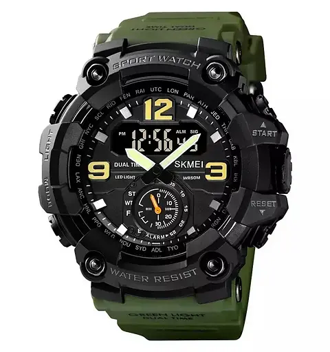Чоловічий спортивний наручний годинник Skmei 1637 водонепроникні (Зелений)