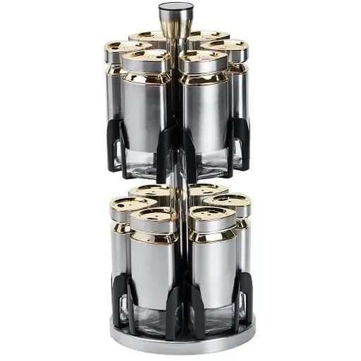 Набір баночок для спецій TS Kitchen HP1327 на підставці 12 баночок по 120 мл хром - фото 2