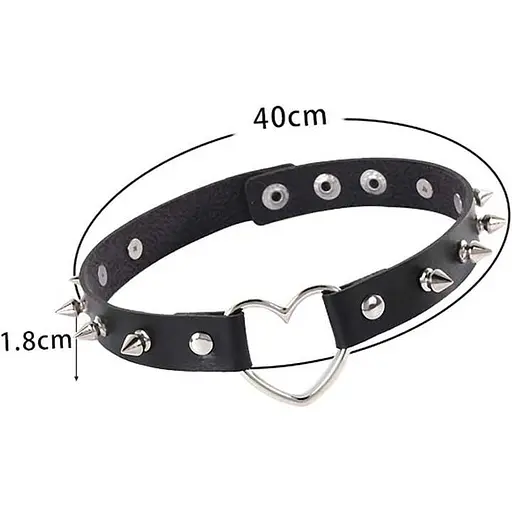 БДСМ чокер с сердцем и шипами Красный - фото 3