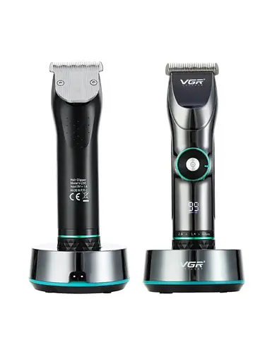 Профессиональная аккумуляторная машинка VGR V-256 (Зарядная база, LED-дисплей, Регулировка скорости)