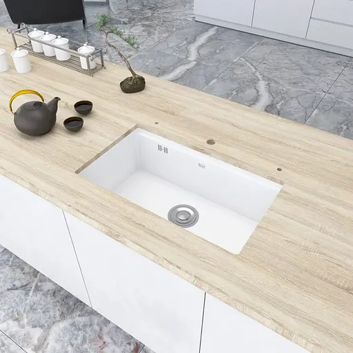 Біла мийка на кухню Nett NW-7042 під стільницю 1 мм з нержавійки - фото 6